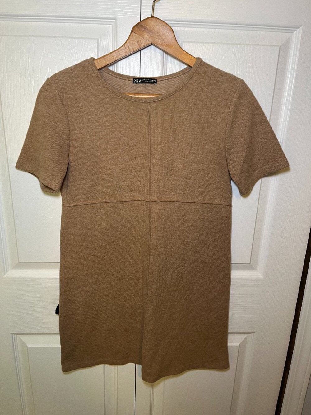 Zara Tan Minimalist Knit Sweater Dress Size Medium